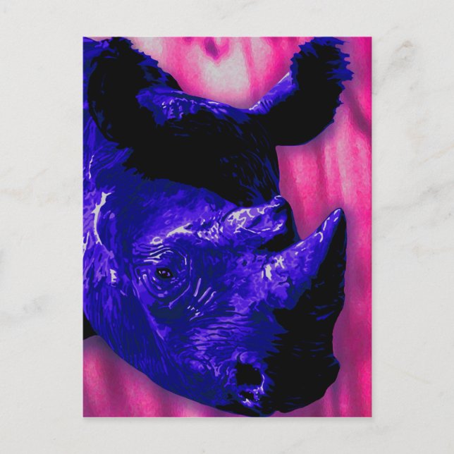 Cartão Postal Rinoceronte pintado de azul (Frente)