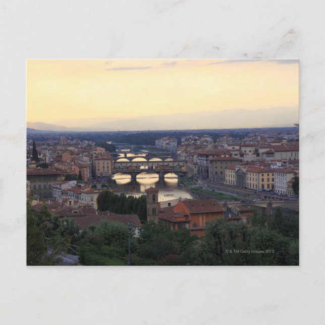 Cartão Postal Rio Arno e Ponte Vecchio em Florença, (Frente)