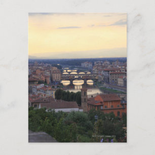 Cartão Postal Rio Arno e Ponte Vecchio em Florença,
