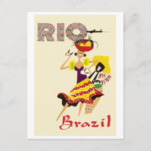 Cartão Postal Rio, Brasil, dançarina brasileira com baterista