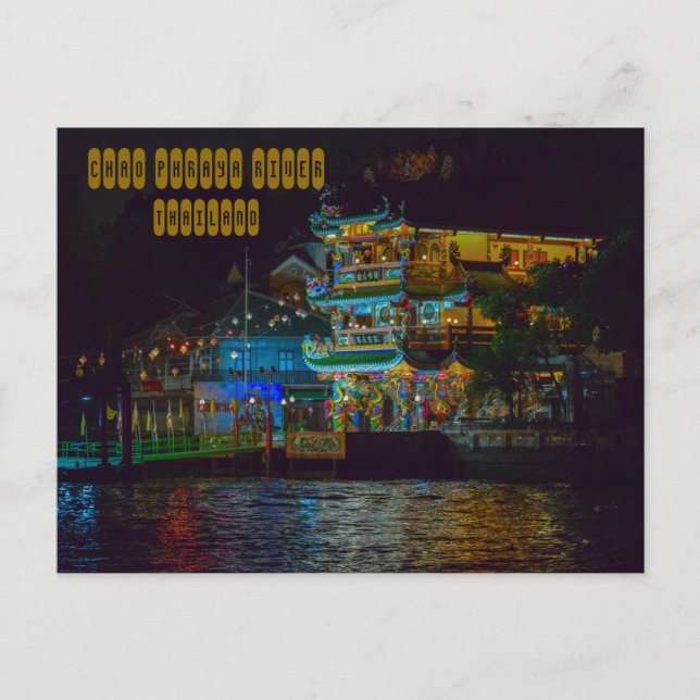 Cartão Postal Rio Chao Phraya à Noite (Frente)