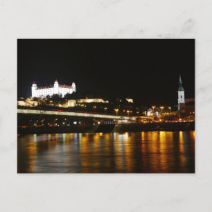 Cartão Postal Rio Danúbio à noite, Bratislava, Eslováquia