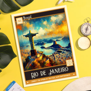 Cartão Postal Rio de Janeiro, Brasil Vintage Painting