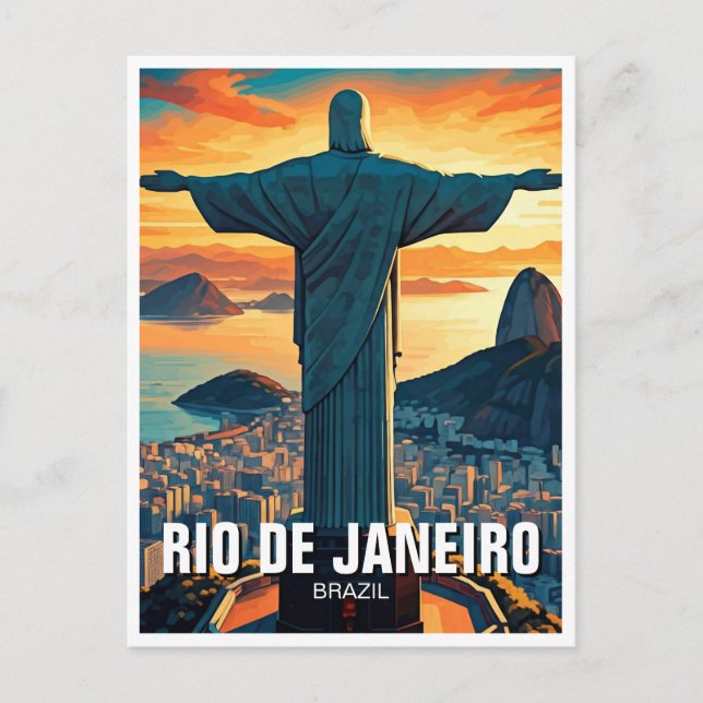 Cartão Postal Rio de Janeiro Cristo o Sunset do Redentor (Frente)