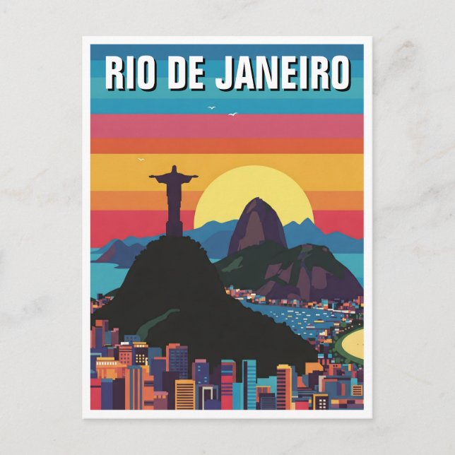 Cartão Postal Rio de Janeiro Cristo Retro Vintage (Frente)