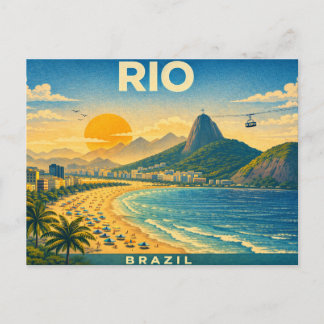 Cartão Postal Rio de Janeiro Retro Travel Postcard
