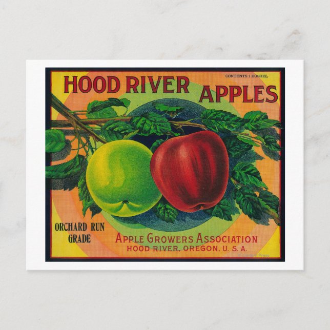 Cartão Postal Rio Hood River Apple Crate LabelHood, OU (Frente)