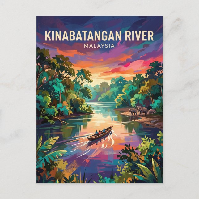 Cartão Postal Rio Kinabatangan Malásia (Frente)