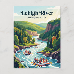 Cartão Postal Rio Lehigh, Pensilvânia, EUA, rafting em águas bra
