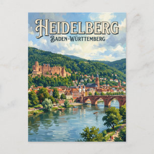 Cartão Postal Rio Neckar Heidelberg Alemanha
