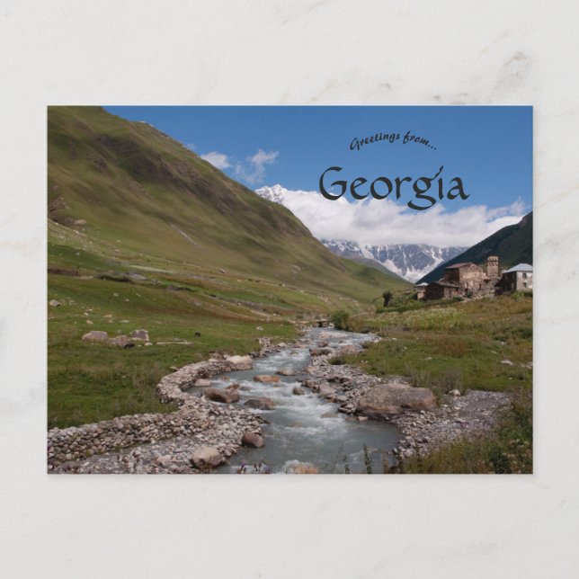 Cartão Postal Rio Perto de Ushguli Geórgia (Frente)