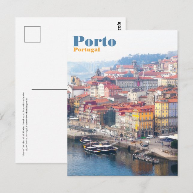 Cartão Postal Rio Ribeira e Douro. Porto, Portugal (Frente/Verso)