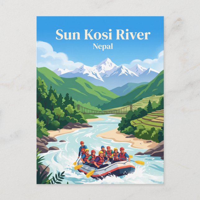 Cartão Postal Rio Sun Kosi Nepal (Frente)
