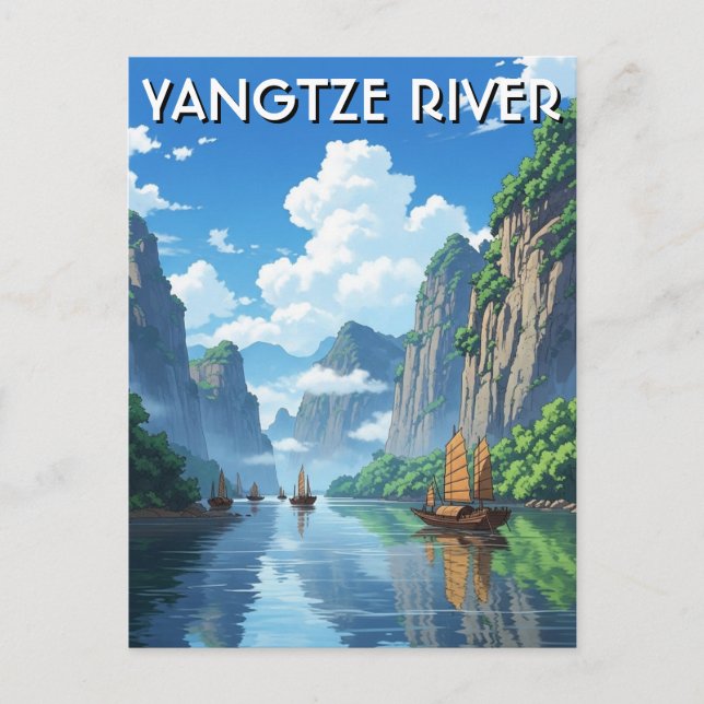 Cartão Postal Rio Yangtze China (Frente)