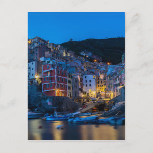 Cartão Postal Riomaggiore à noite Cinque Terre Liguria Itália