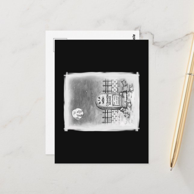 Cartão Postal RIP Máscaras Estúpidas de Lua de Bom Sentido e Vac (Frente/Verso In Situ)