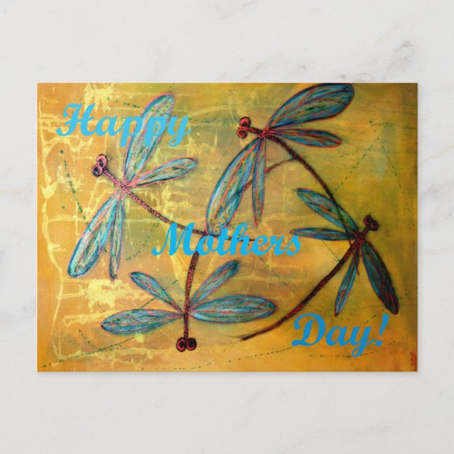 Cartão Postal Risco de Dragonfly de feliz dia de as mães (Frente)