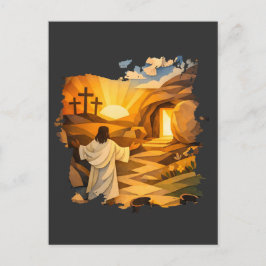 Cartão Postal Risen Jesus Empty Tomb 3D Papercut Easter Postcard