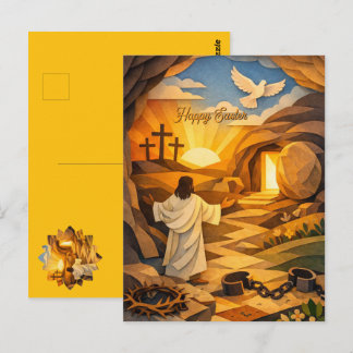 Cartão Postal Risen Jesus Empty Tomb 3D Papercut Easter Postcard
