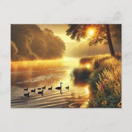 Cartão Postal Riverbank Wildlife em Sunrise