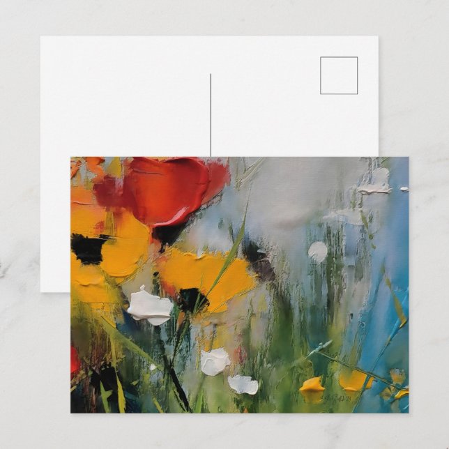 Cartão Postal Riverside – Expressive Abstract Meadow (Frente/Verso)