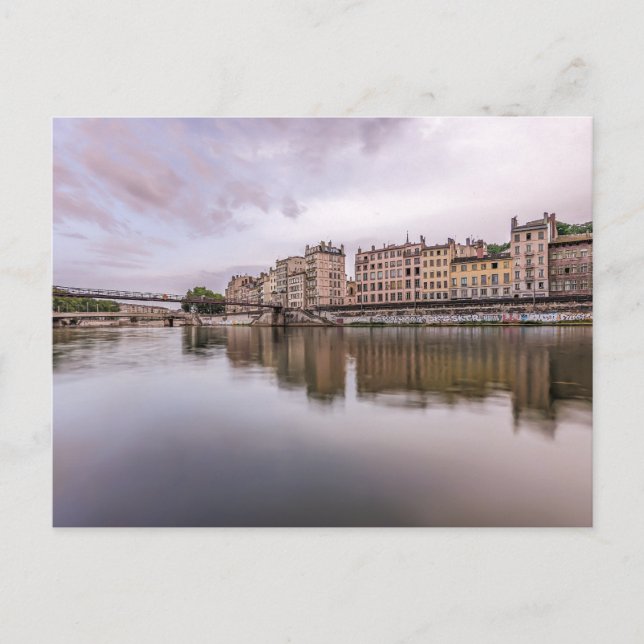 Cartão Postal Rivière Saône em Lyon França (Frente)