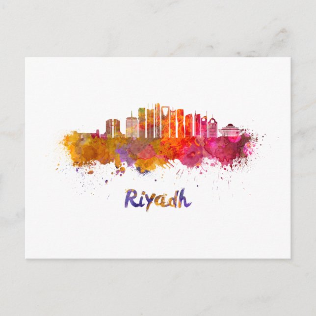 Cartão Postal Riyadh V2 skyline in watercolor (Frente)