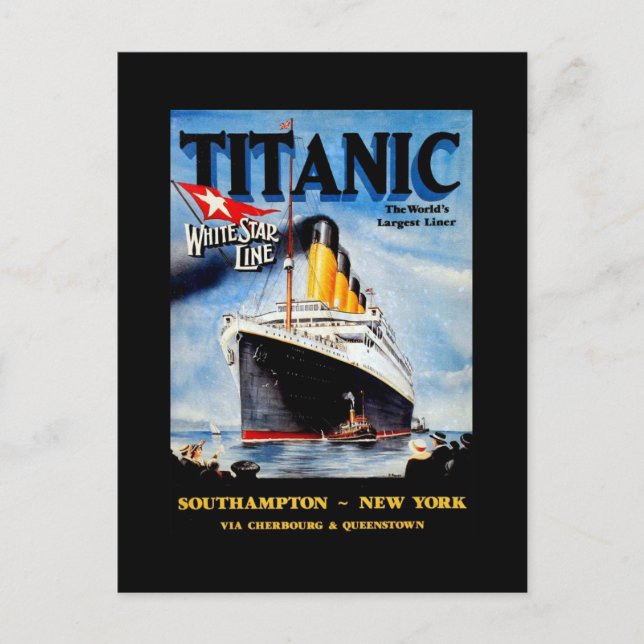 Cartão Postal RMS Titanic Viagem Ad (Frente)