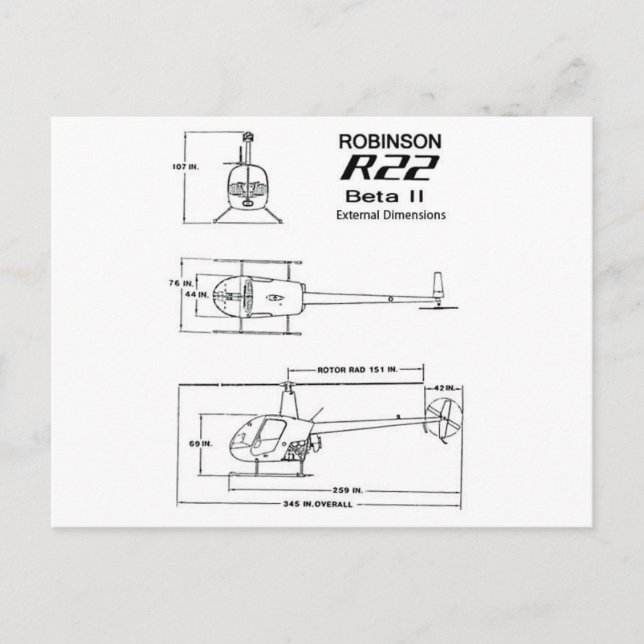 Cartão Postal Robinson R-22 (Frente)