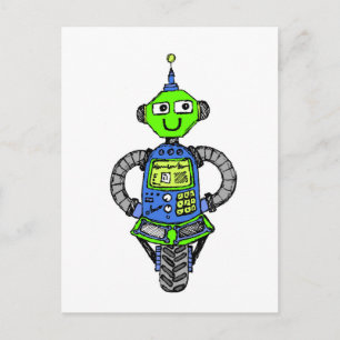 Cartão Postal Robô Arnie, azul e verde