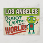 Cartão Postal Robô da Califórnia em Los Angeles - Funny Vintage<br><div class="desc">Um cartão postal engraçado da viagens vintage de Los Angeles,  na Califórnia,  com um robô amigável com texto divertido no estilo retrô que diz,  "Los Angeles,  capital robô do mundo!"</div>