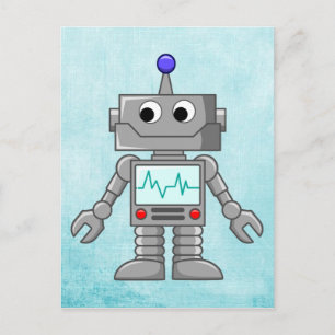 Cartão Postal robô de desenho animado