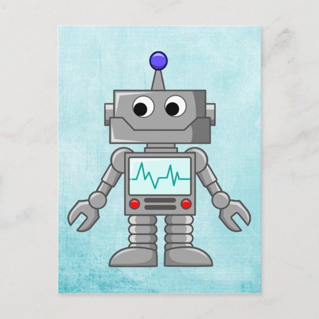 Cartão Postal robô de desenho animado (Frente)