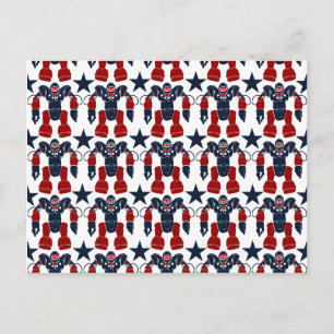 Cartão Postal Robô Patriótico Soldier Red White Blue Stars EUA