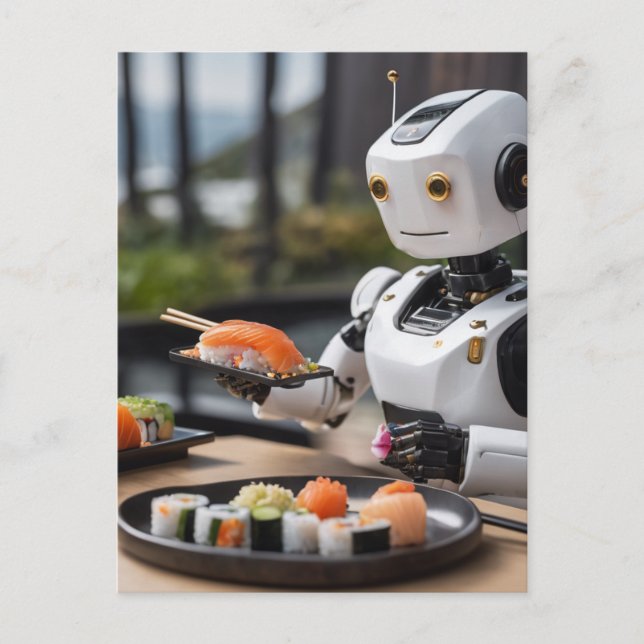 Cartão Postal robô sushi (Frente)