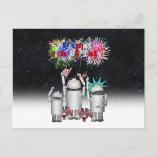 Cartão Postal Robo-x9 Celebra o Céu Noturno do 4 de Julho