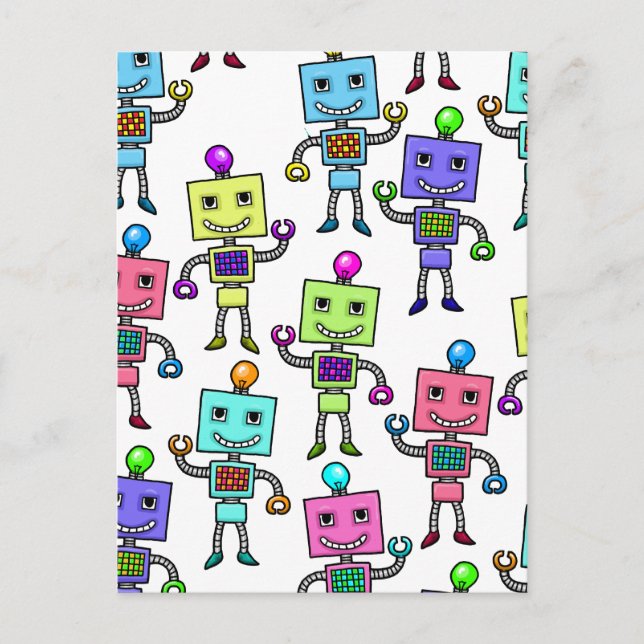 Cartão Postal Robôs retrorreflectores antigos da Skool (Frente)