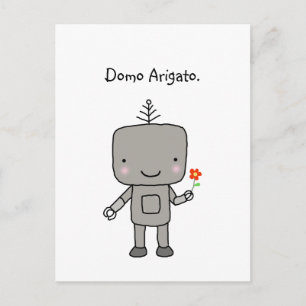 Cartão Postal Robot Obrigado Domo Arigato Cute Engraçado Geek
