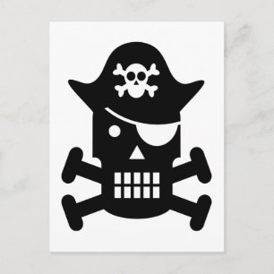 Cartão Postal Robot Skull & Crossbones Pirate Silhouette