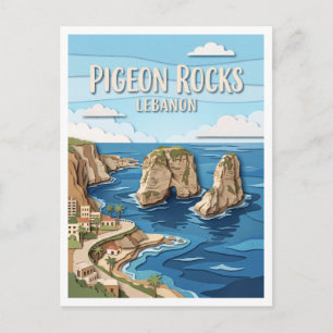 Cartão Postal Rochas de Pombos Beirute Líbano