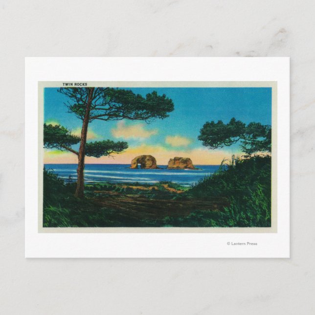 Cartão Postal Rochas Gêmeas na Costa do Oregon (Frente)