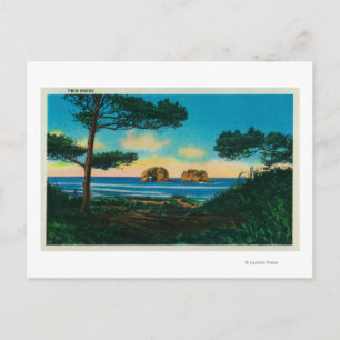 Cartão Postal Rochas Gêmeas na Costa do Oregon