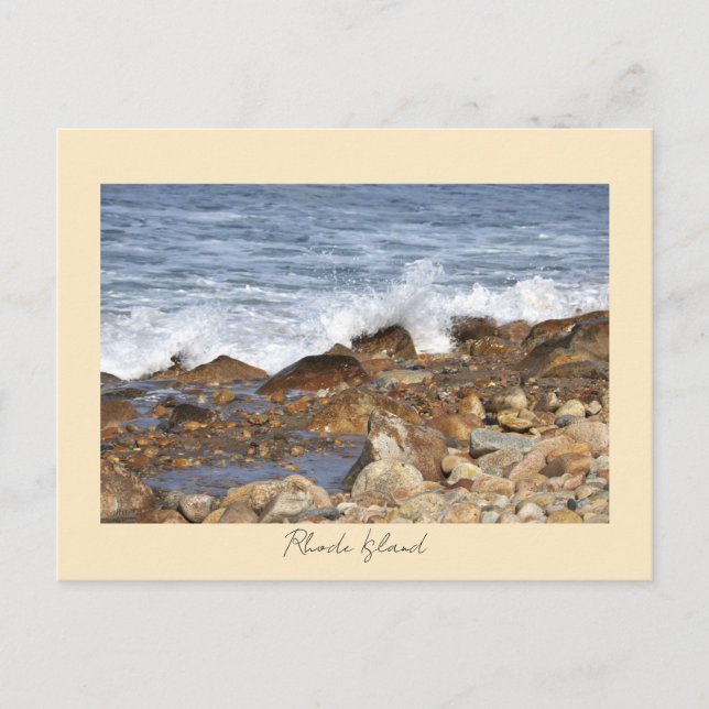 Cartão Postal Rochas Ondas Rhode Island (Frente)