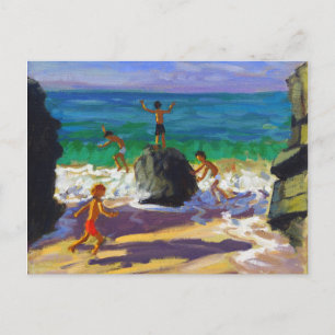 Cartão Postal rochas para escalar Ruas de praia Porthmeor Ives 2