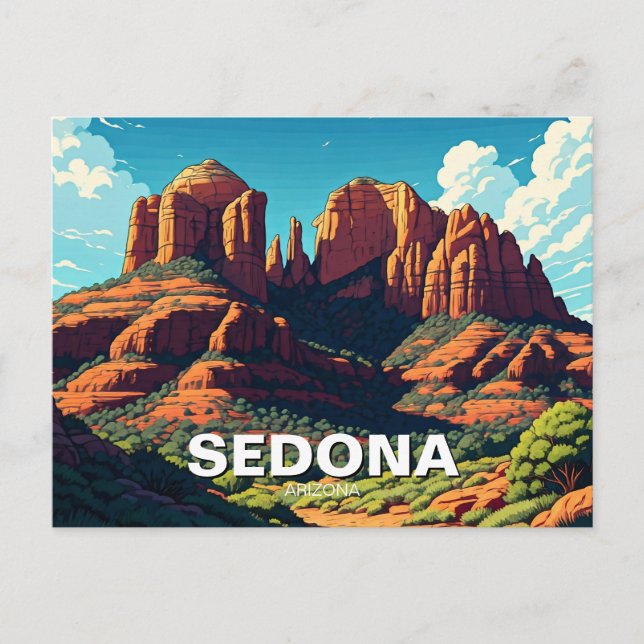 Cartão Postal Rochas Vermelhas Viagem Arizona de Sedona (Frente)