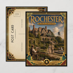 Cartão Postal Rochester Minnesota Arte Deco Antiga Idade Dourada