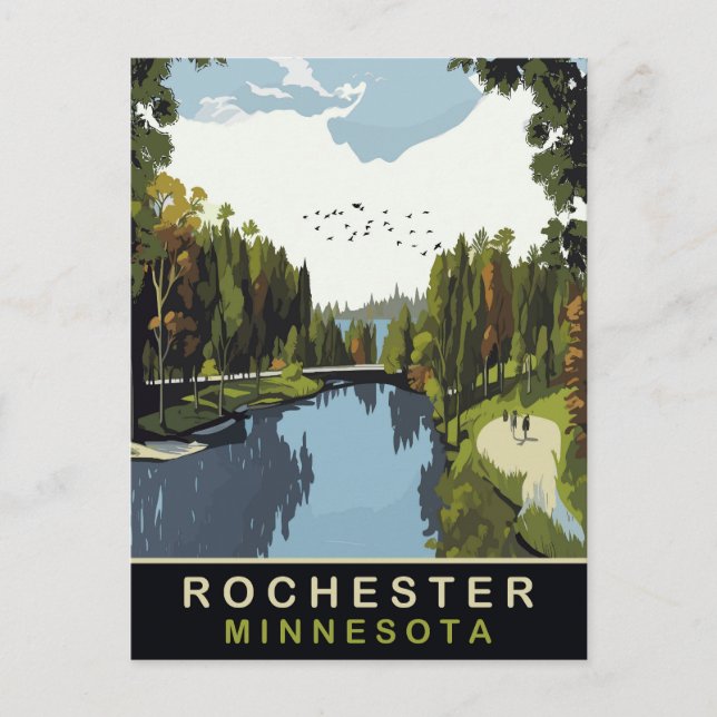 Cartão Postal Rochester, Minnesota, Parque, Viagem (Frente)