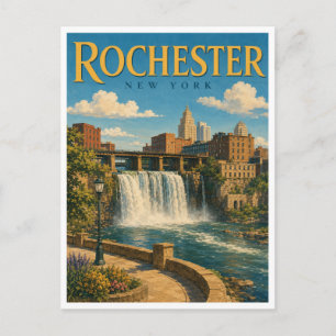 Cartão Postal Rochester Nova York High Falls GeoSaga