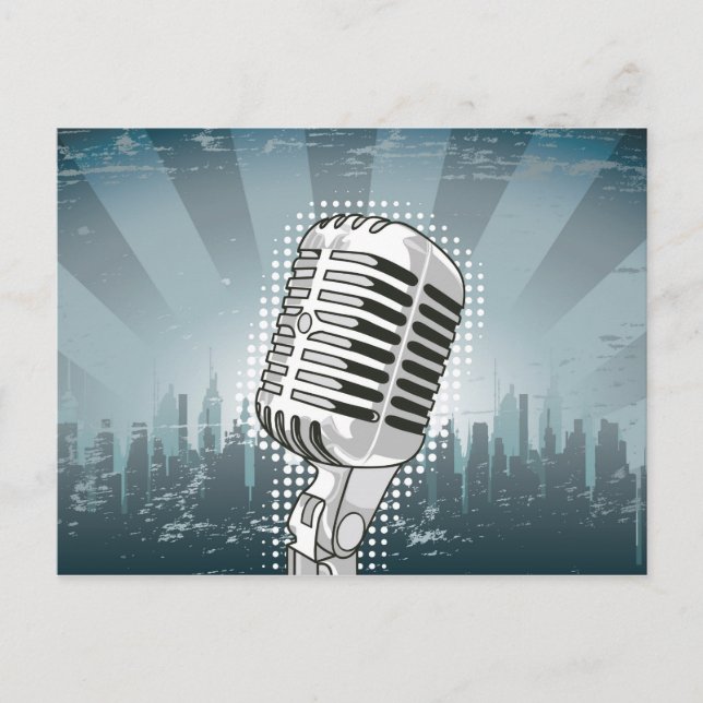 Cartão Postal Rock and Roll do Microfone (Frente)