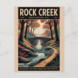 Cartão Postal Rock Creek Park Cartaz de Viagem Antigo de Washi